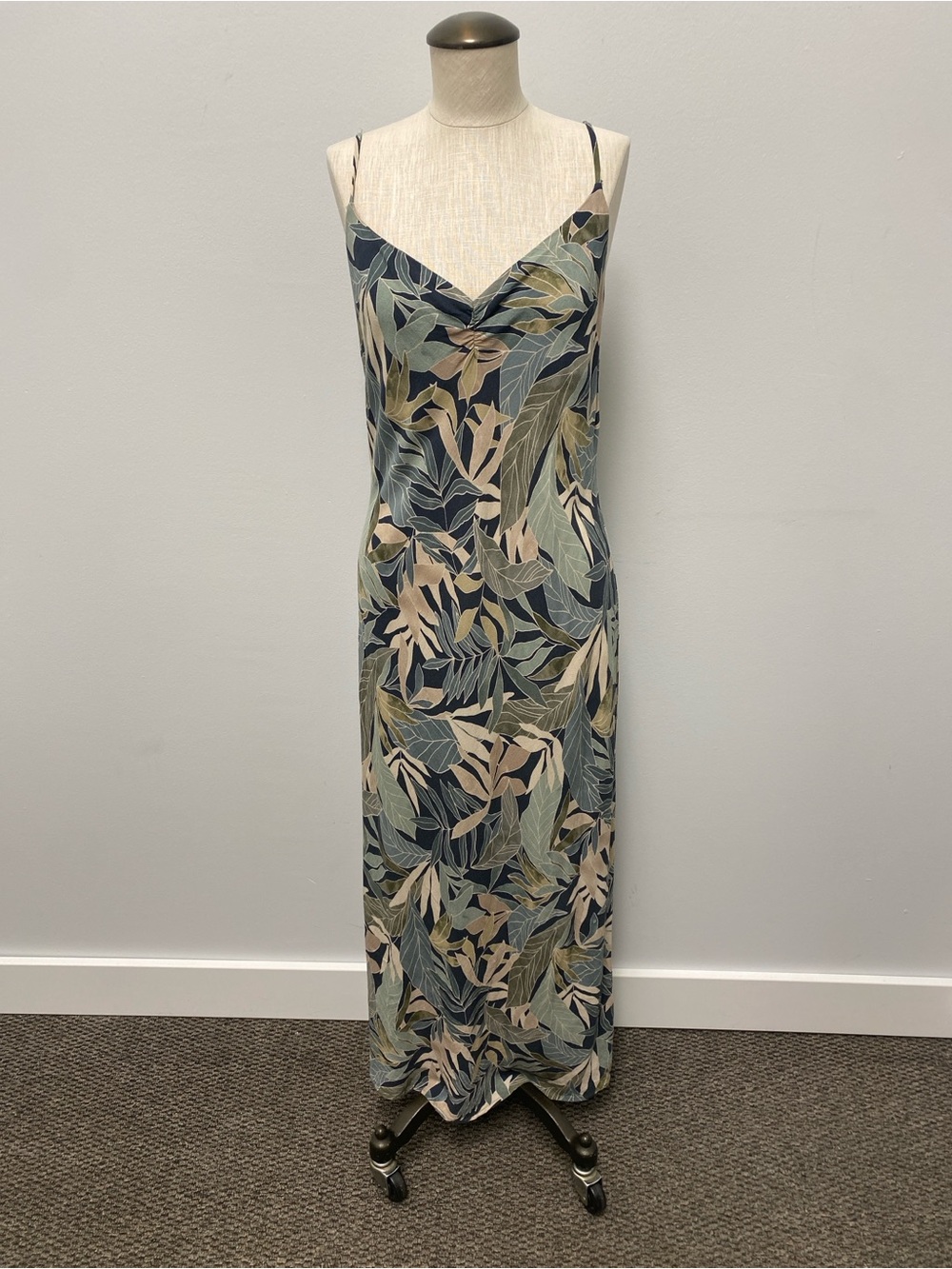 Z Supply Tropical Leaf Slip Maxi Dress in Blue & Green
